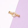 18k Gold-Plated S925 Sterling Silver Round Double Ring Pearl and Crystal Necklace Clasp for DIY Beading.