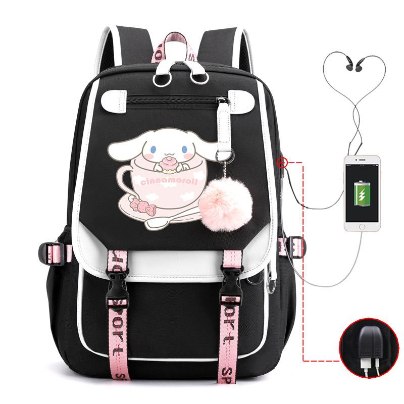 Pies z Dużymi Uszami Plecak Szkolny Męski i Damski Plecak dla Ucznia Szkoły Średniej Gimnazjum Styl College'owy Pasek do Plecaka Plecak Wielofunkcyjny USB