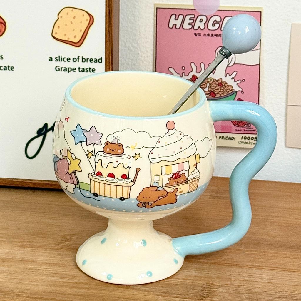 Cute Girl Goblet Cartoon Mug Ceramic Water Cup Household High-value Coffee Cup Good-looking Birthday Gift