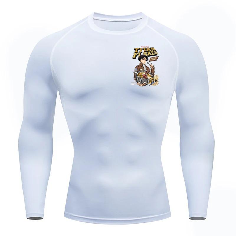 Fitness Sportswear Teenagers Tshirt Levi Ackerman Graphic Tops Tight Training Clothes Boy Compression Running Basketball Clothes