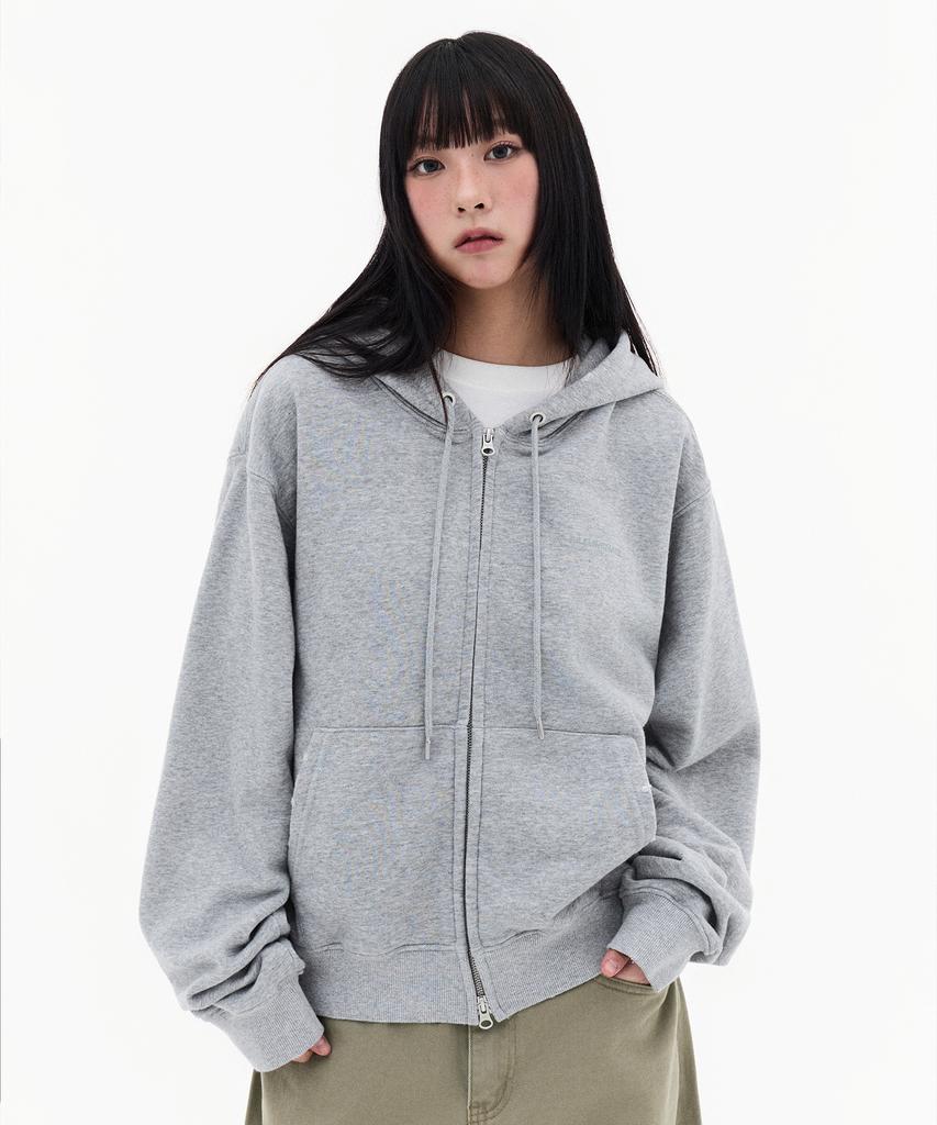 Filluminate Damaged Semi-Crop Zip-Up Hoodie - 3 Colors