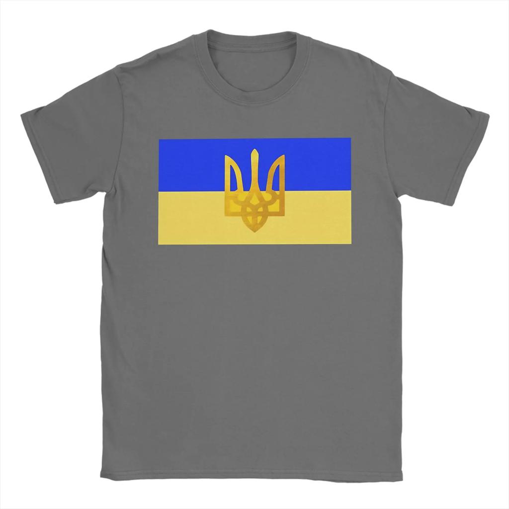 Ukraine Flag  T-Shirt for Men  Awesome Cotton Tee Shirt Round Collar Short Sleeve T Shirts Birthday Present Tops