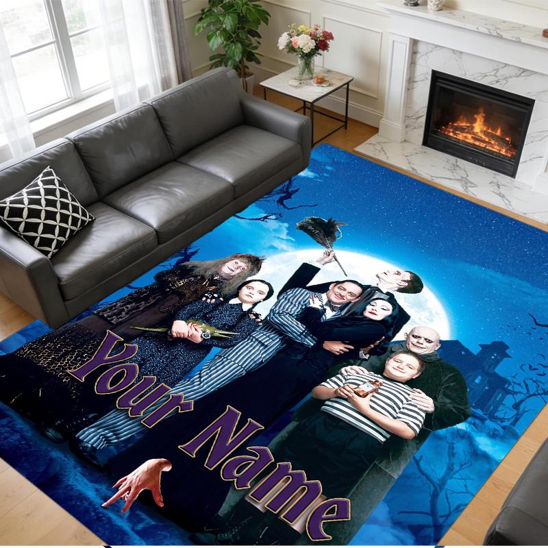 Crystal Velvet Rug Custom Name Text, Soft Non Slip Floor Mat Home DecorThe Addams Family