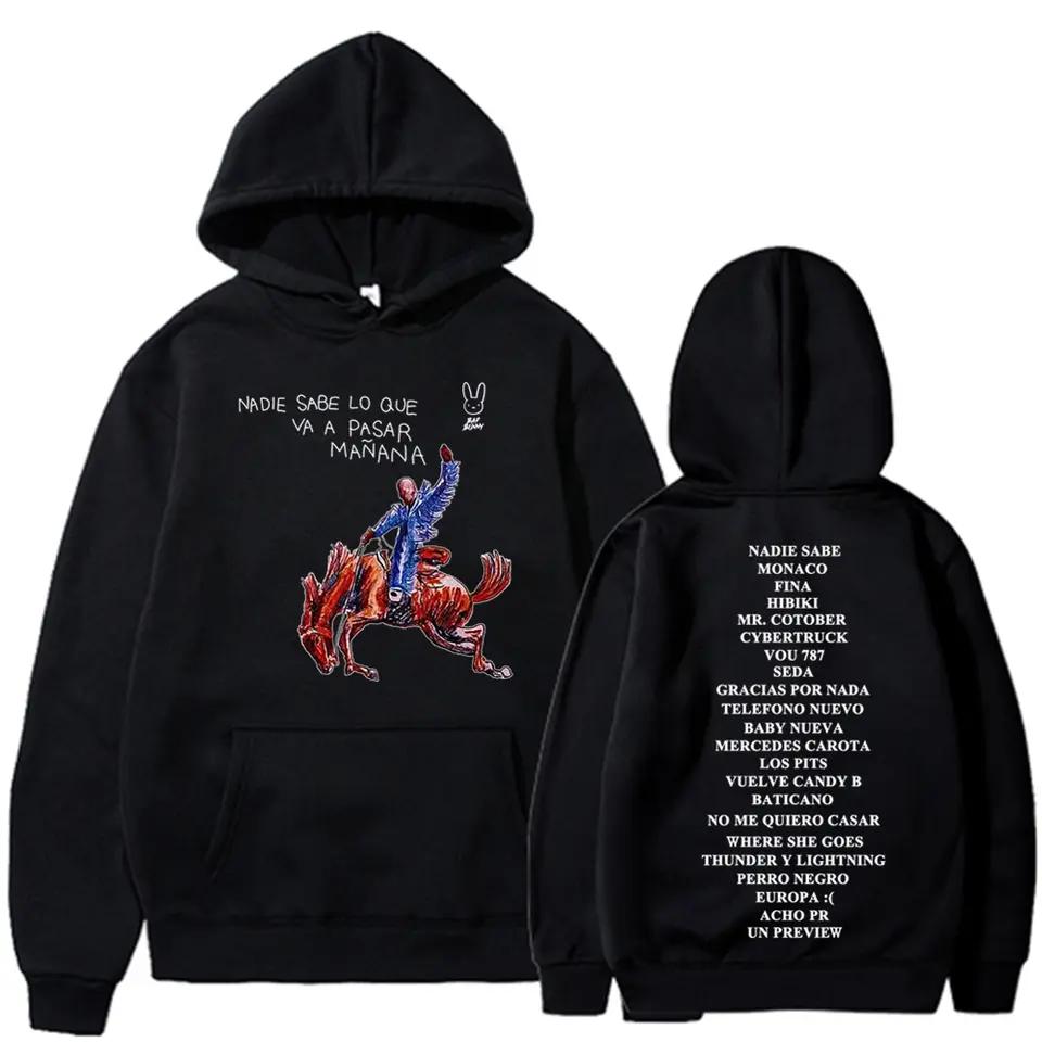 Bad Bunny Album Graphic Hoodies Men Women Vintage Long Sleeve High Quality Fleece Warm Sweatshirts Pullover Tracksuit Female Male Clothing