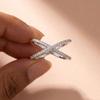 925 Sterling Silver Cross X Shape Women Engagement Dainty Ring Full Paved CZ Stone Elegant Simple Female Jewelry Hot Sale Ring