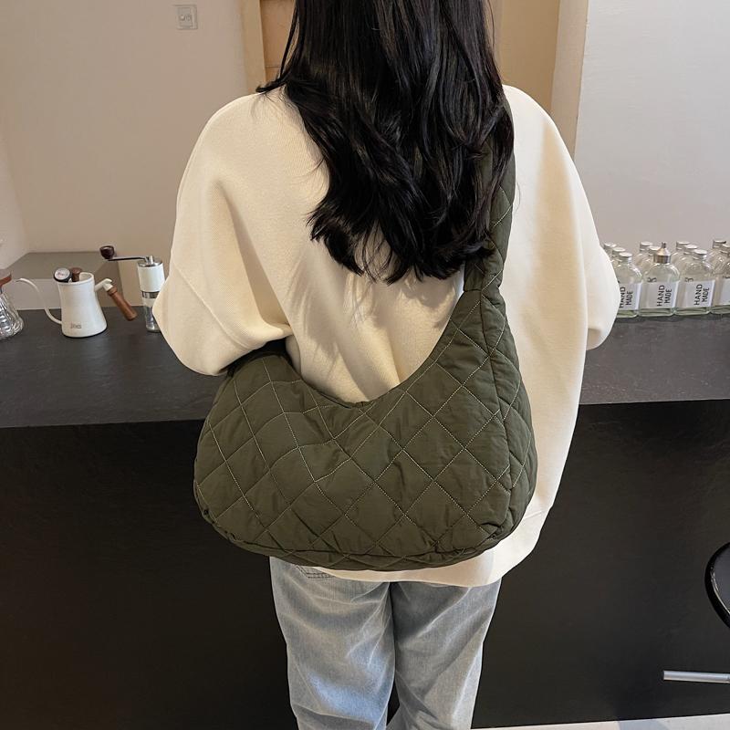 Diamond Embroidery Tote Bag Shoulder Bag Women Solid Color Large Capacity Crossbody Bag