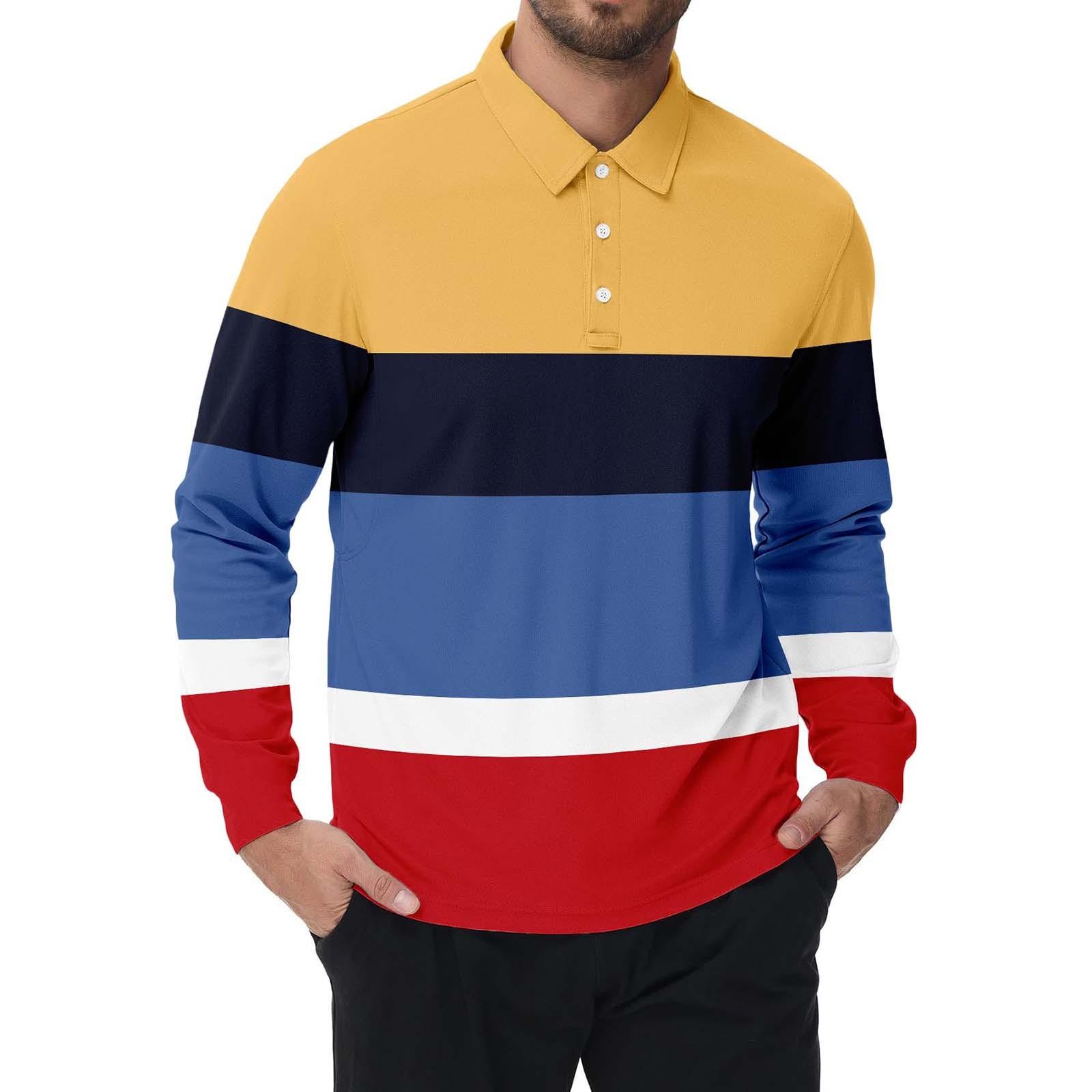 

Мужская рубашка с длинными рукавами и тремя пуговицами на лацканах XXL красный