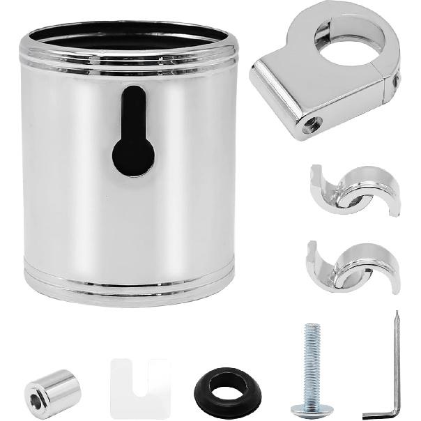200 Chrome Handlebar Mount Motorcycle Metal Cup Holder Rotate 360 Degrees