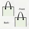 Light Green Gingham Canvas Tote Bag Casual Daily Large Capacity Women Shopping Handbag