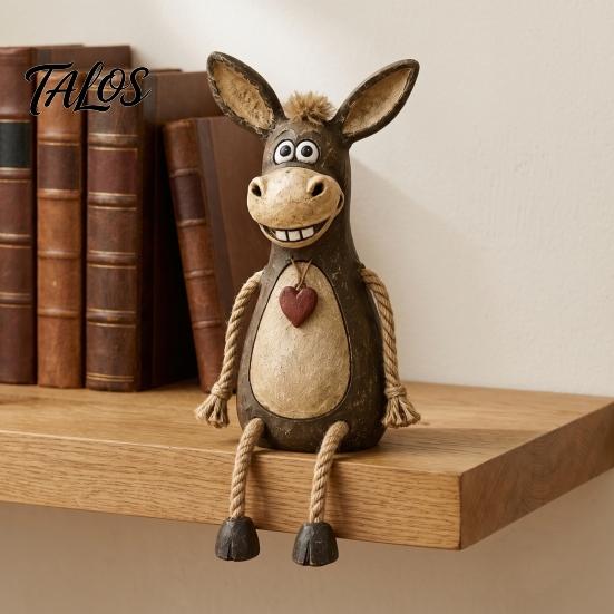 Durable Resin Donkey Statue Shelf Sitter Figurine, Dangling Leg Farm Animal Statue, Rustic Stable Craft Ornament Country Table Edge Ornament, Desktop