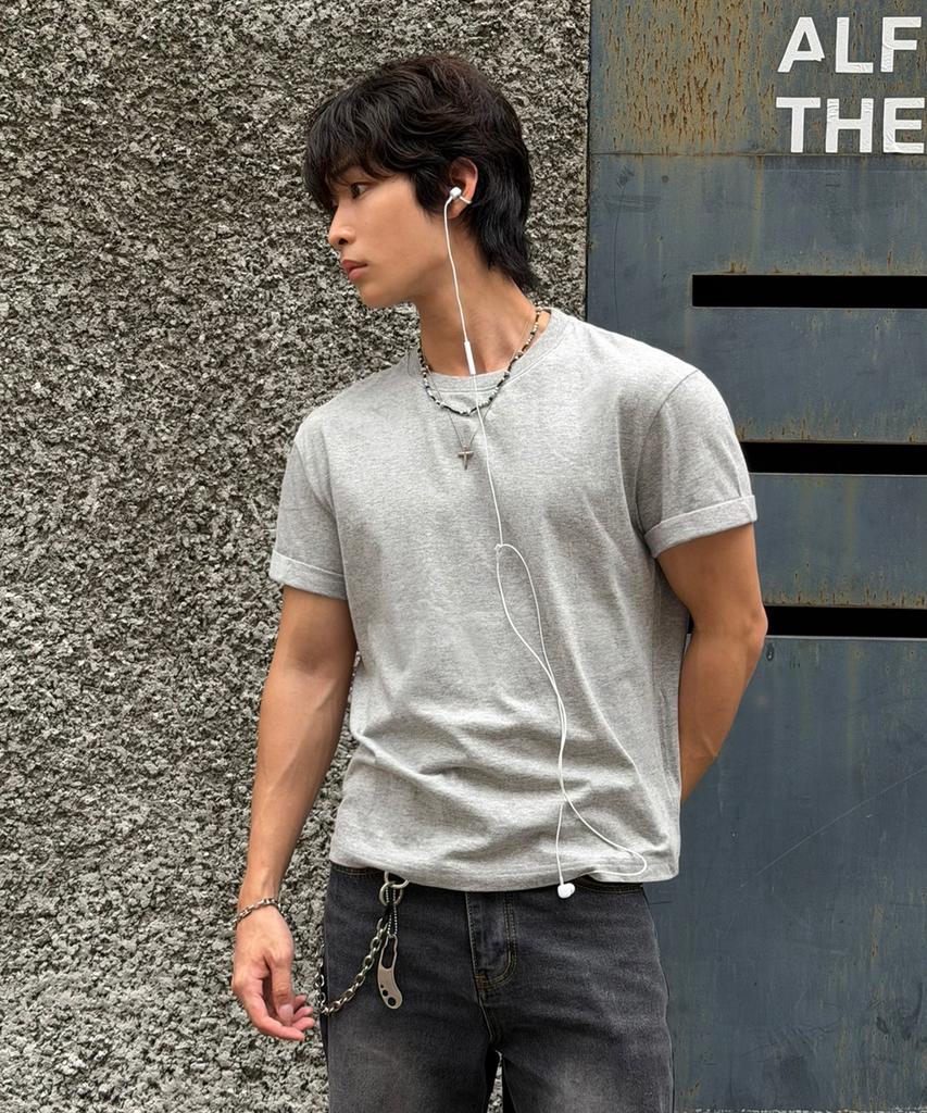 SIGNATURE Summer Crop Solid Roll-Up Short Sleeve T-Shirt [3 Colors]