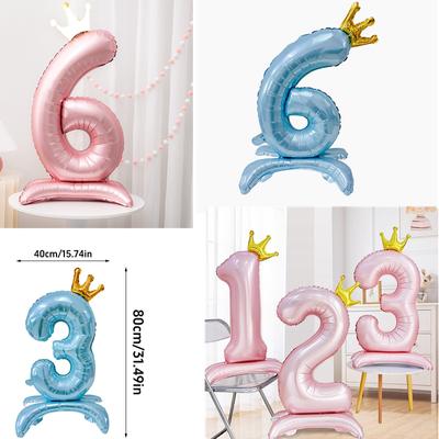 32 Inch 3D Digital Crown Balloon, Children's Birthday Party, Anniversary Room Decoration, Photography Props