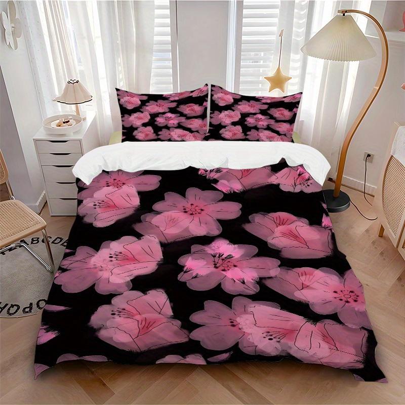 3pcs Cherry Blossom Pattern Bedding Set, Breathable And Soft, Suitable for All Seasons Machine Washable, Suitable for Bedroom Decoration,yy250822152