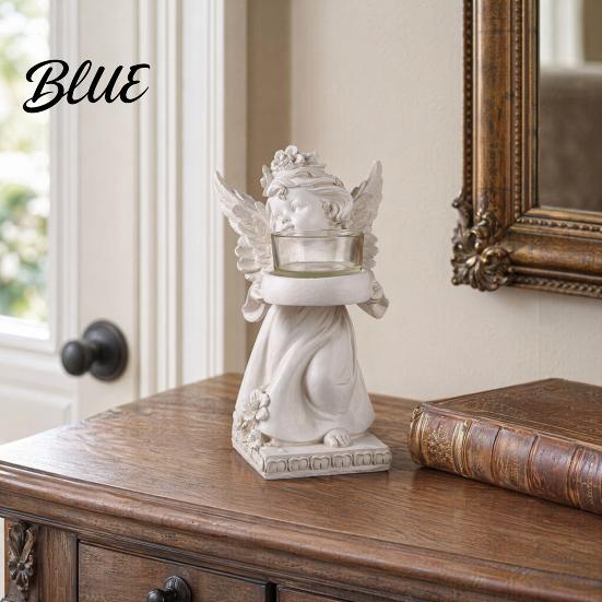 Angel Candle Holder Little Holder Resin Decorative Guardian Tea Light Statue With Retro