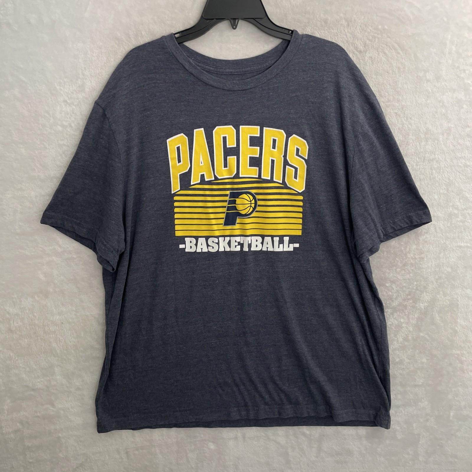 Indiana Pacers NBA Mens T Shirt Blue Graphic 2XL Cotton Blend Short Sleeve S разноцветный