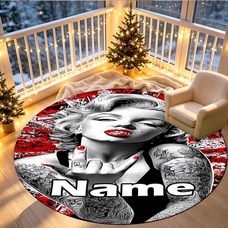 Op maat Gemaakte Gepersonaliseerde Zanger Print Ronde Vloerkleed, Veelzijdig Huisdecoratie Tapijt, voor Speelkamer, Appartement, Balkon, Entree, Hal Cadeau