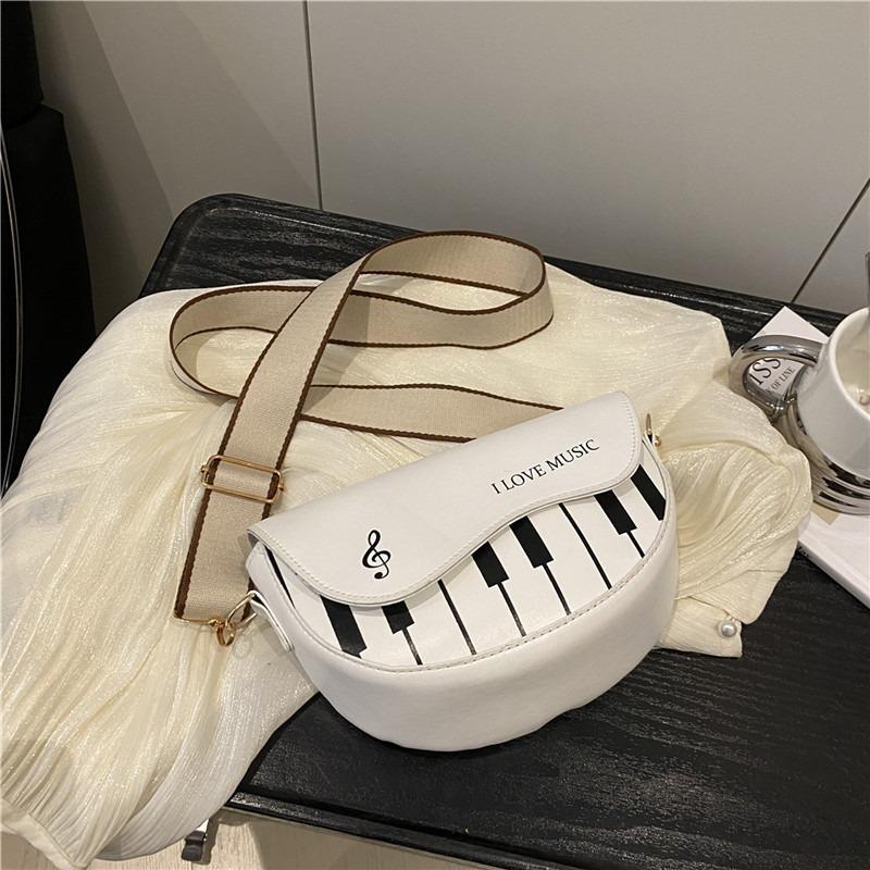 New piano keys trendy shoulder bag casual versatile temperament saddle bag niche design messenger bag