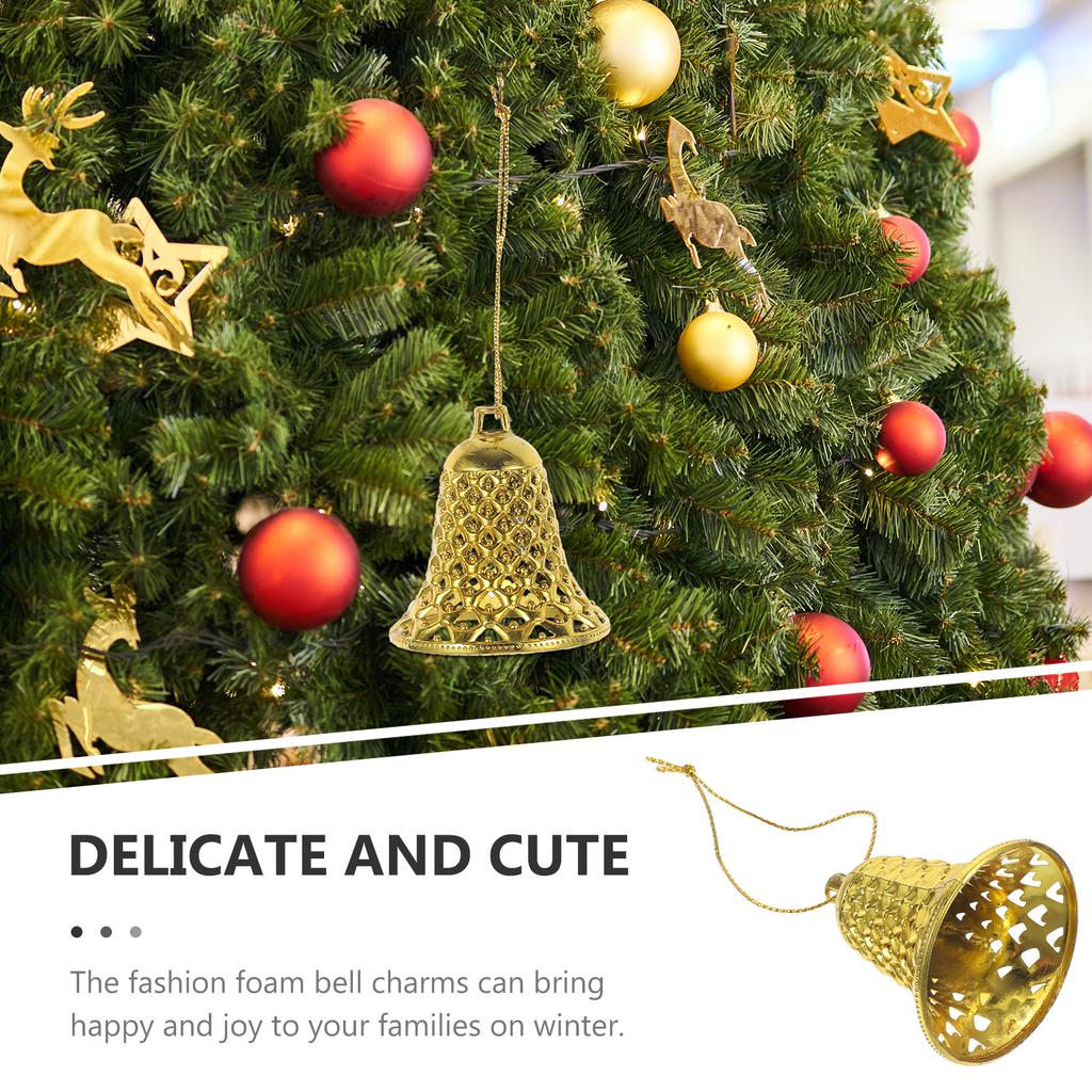 12 Stück Weihnachtsglocken Hängende Ornamente Kunststoff Weihnachtsbaum Dekorationen Festliche Hängende Anhänger Feiertagsparty Dekor