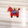 Cute Red Dripping Oil Zodiac Pony Brooches Versatile Animals Horse Corsage Pins Clothing Accessories  Year'S Day Gifts