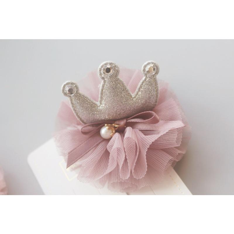 Princess Children Girl Hairpin Vintage 3D Crown Mesh Hair Clip for Kid Girl Birthday Party Decroative Hair Clip Gift