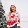 Winter Women's Plus Size Christmas Tree Pullover Round Neck Red Sweater