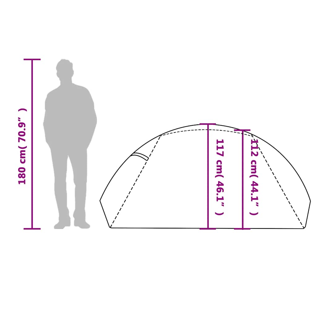 Dome Camping Tent for 2 Persons White & Dark Waterproof