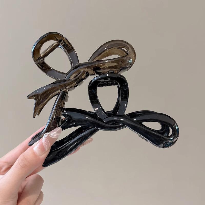 AWAYTR Retro Brown Bow Tie Hair Claws Acrylic Hair Clips Crab For Women Girl Gift Hair Accessories Valentine Headwear