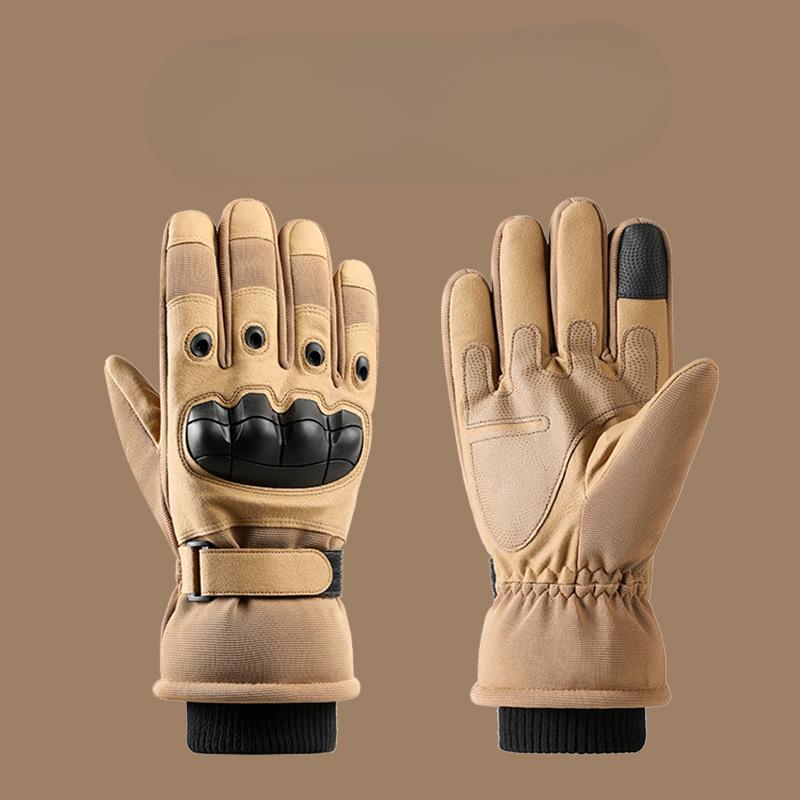 Winter Warmth and Velvet Tactical Gloves Outdoor Training Mountaineering and Cycling Wear Resistant Motorcycle Full Finger Sports Thickened Men