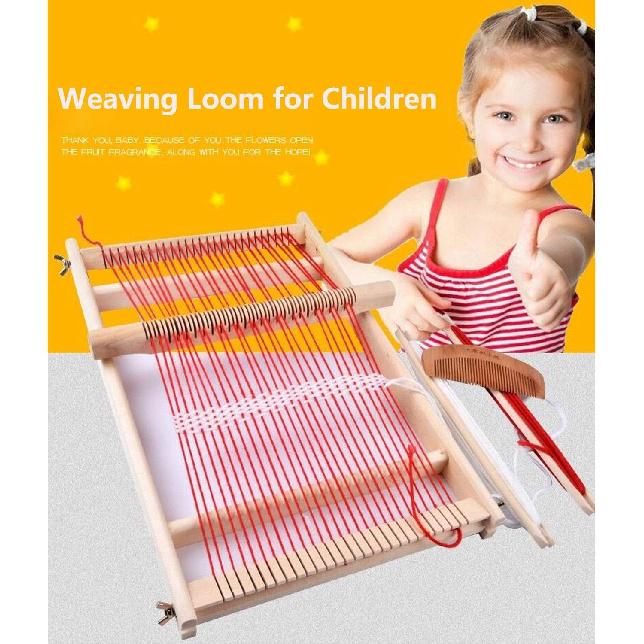 MIKIMIQI Wooden Multi-Craft Weaving Loom Large Frame 9.85 X 15.75 X 1.3inches To Handcraft for Kids
