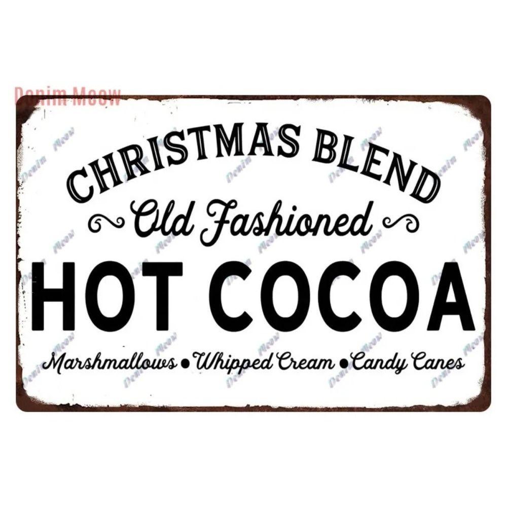 Vintage Christmas Metal Tin Sign Home Festive Wall Decor