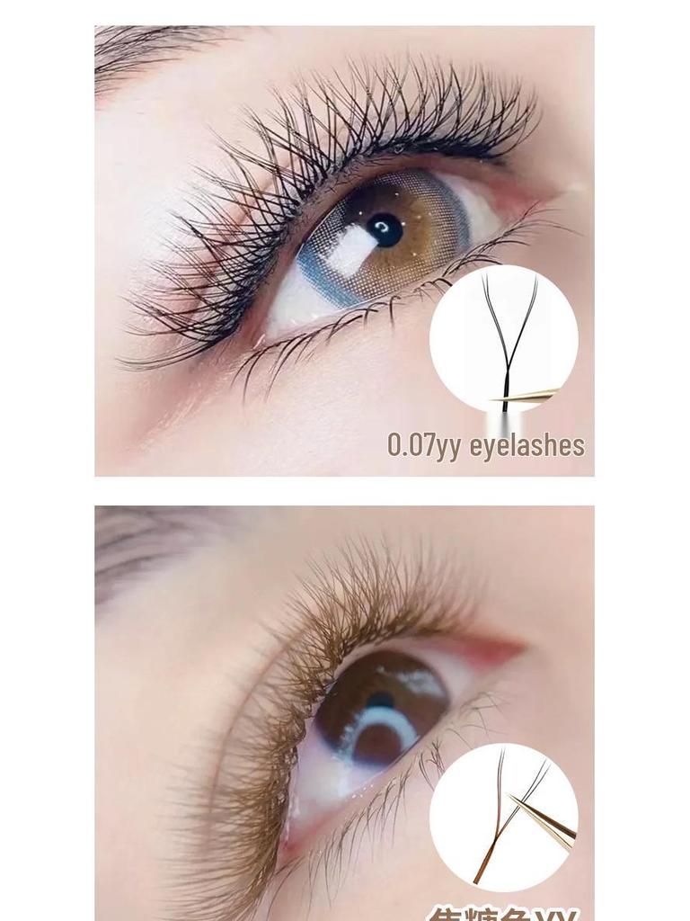 Natural Thick YY Eyelash Extensions - Large Capacity, Non-Scattered, Three-Leaf/Four-Leaf Design