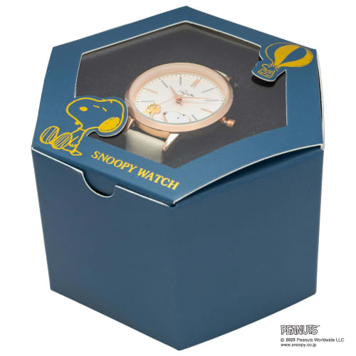 Fieldwork Women's Analog Snoopy Watch with Leather Strap, 2-Layer G, White, PNT-048-1