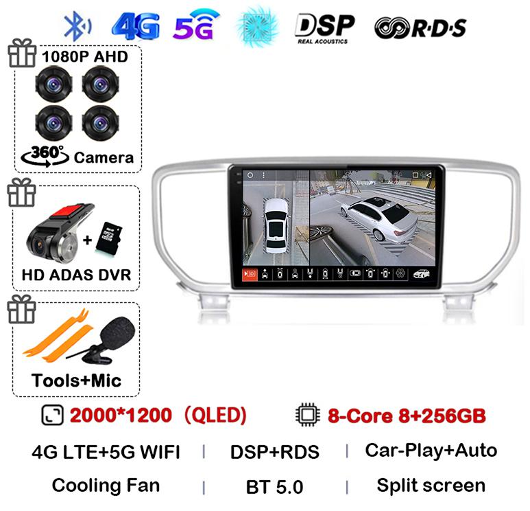 Android 13 Auto Carplay WIFI+4G For Kia Sportage 4 QL 2018 2019 2020-2025 Car Radio Multimedia Video Player Stereo 360 Camera BT