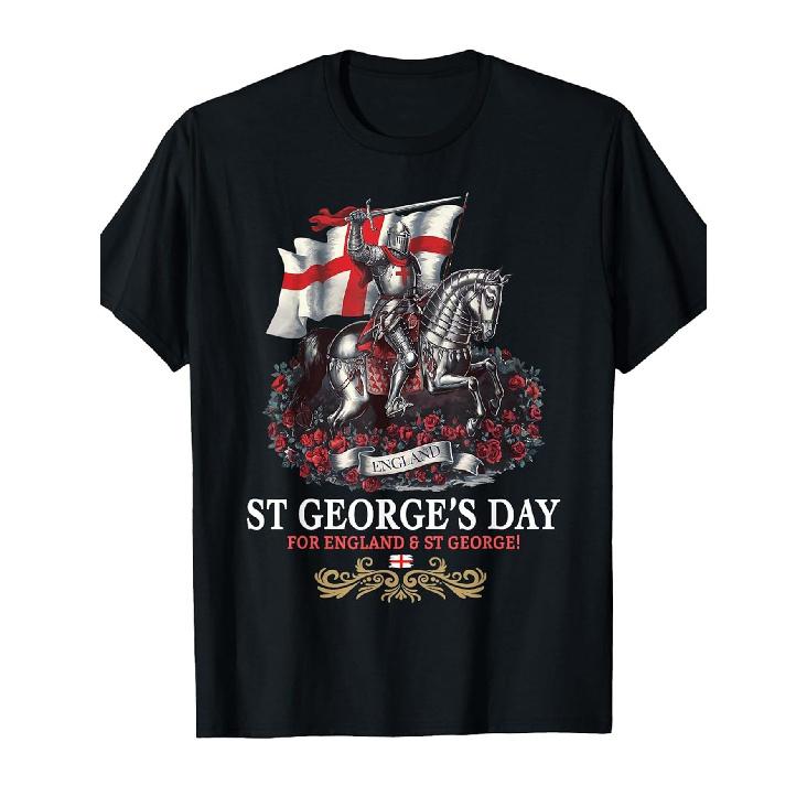 Men s Outfit Suggestion for St. George s Day Featuring a Knight on Horseback And a Saint George T-Shirt, St George Flag T Shirt, St George Flag, Men S