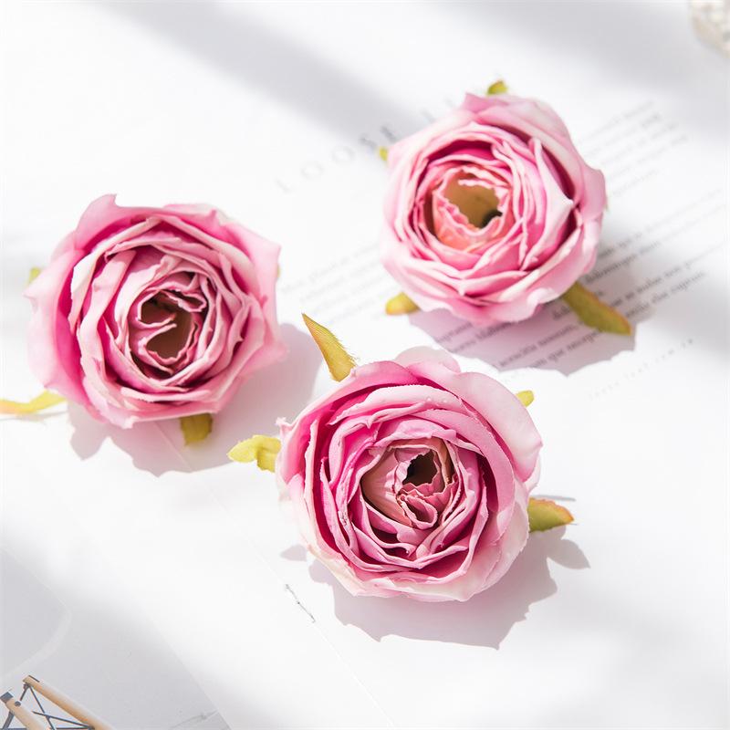Große gerollte Kanten Rosenkopf Handgemacht DIY Künstliche Rosen Blumen Schößchen Hochzeitsblume Künstliche Requisiten Dekoration Kunstblumen