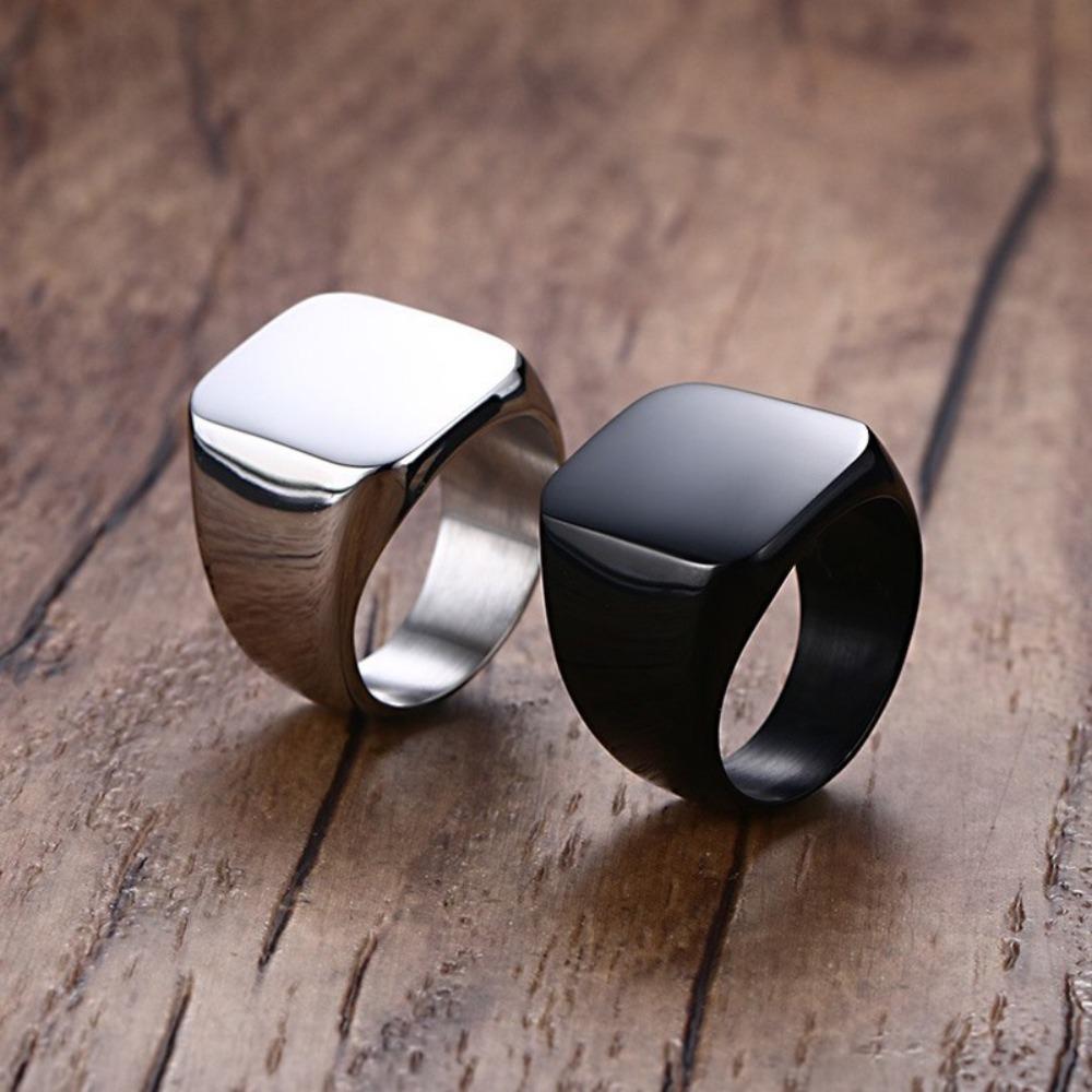 Stainless Steel Ring for Men Minimalist Square Design European American Style Durable Comfortable Wedding Band