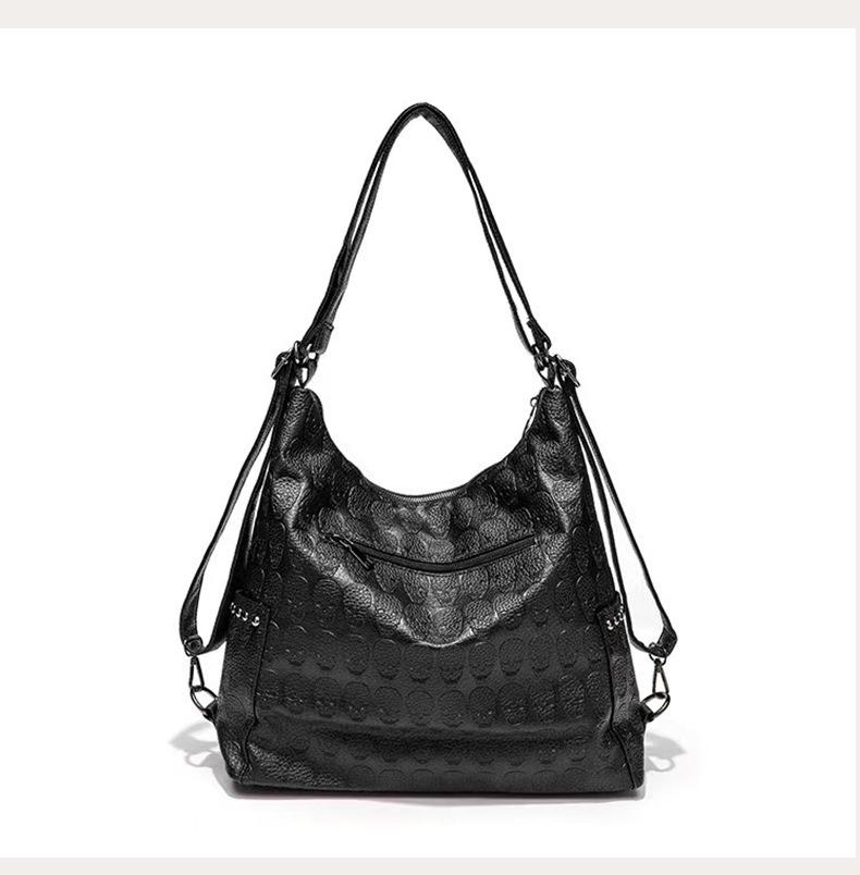 Nischen-Seidenschal-Tragetasche mit Totenkopfnieten – Vielseitige Handtasche mit großem Fassungsvermögen für Crossbody oder Einzel schultertragen