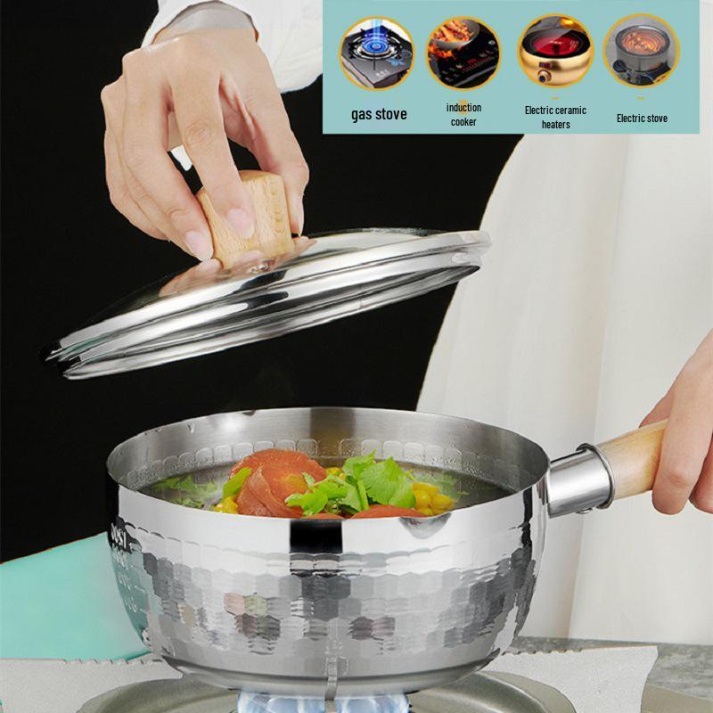 Japanese Yukihira Stainless Steel Milk & Noodle Pot - Non-stick, Induction Compatible.