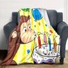 1pc Curious George (6) Blanket, Gift, for Men and Women, Soft Blanket, Good for Sofa Bed Couch Travel, Lightweight Flannel Blanket
