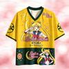 26 Camiseta de Malla Anime Sailor Moon Estampado Tsukino Usagi Cuello en V Manga Corta Camiseta para Mujer Hombre Ropa Urbana Harajuku Camiseta para Hombre