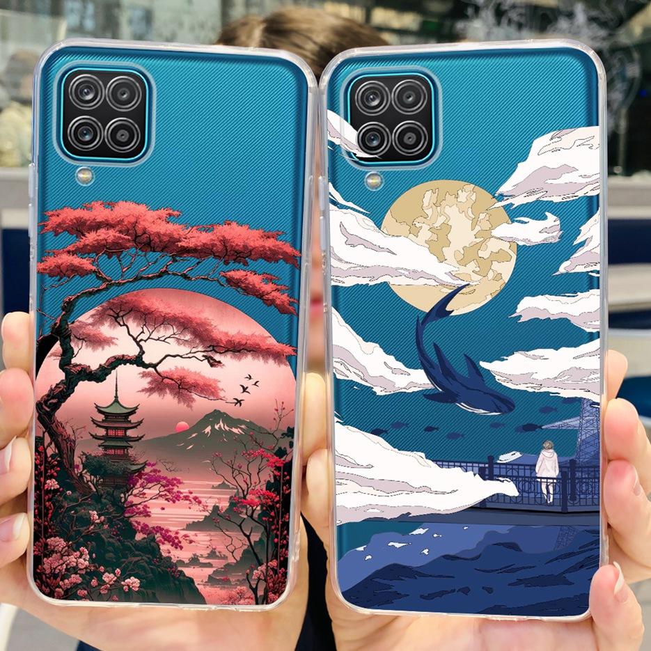 For Samsung Galaxy A12 Case F12 M12 Fashion Painted Cover Clear Silicone Phone Cases For Samsung A12 M 12 Galaxy M12 Soft Fundas