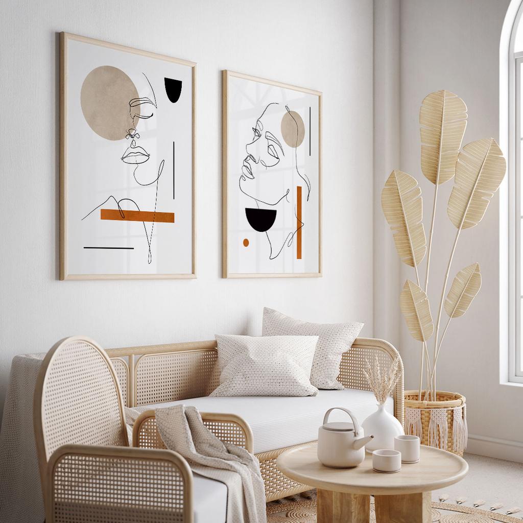 Set of Two Posters Portrait One Line