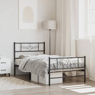 Vidaxl Metal Bed Frame with Headboard and Footboard, Black, 80X200 Cm