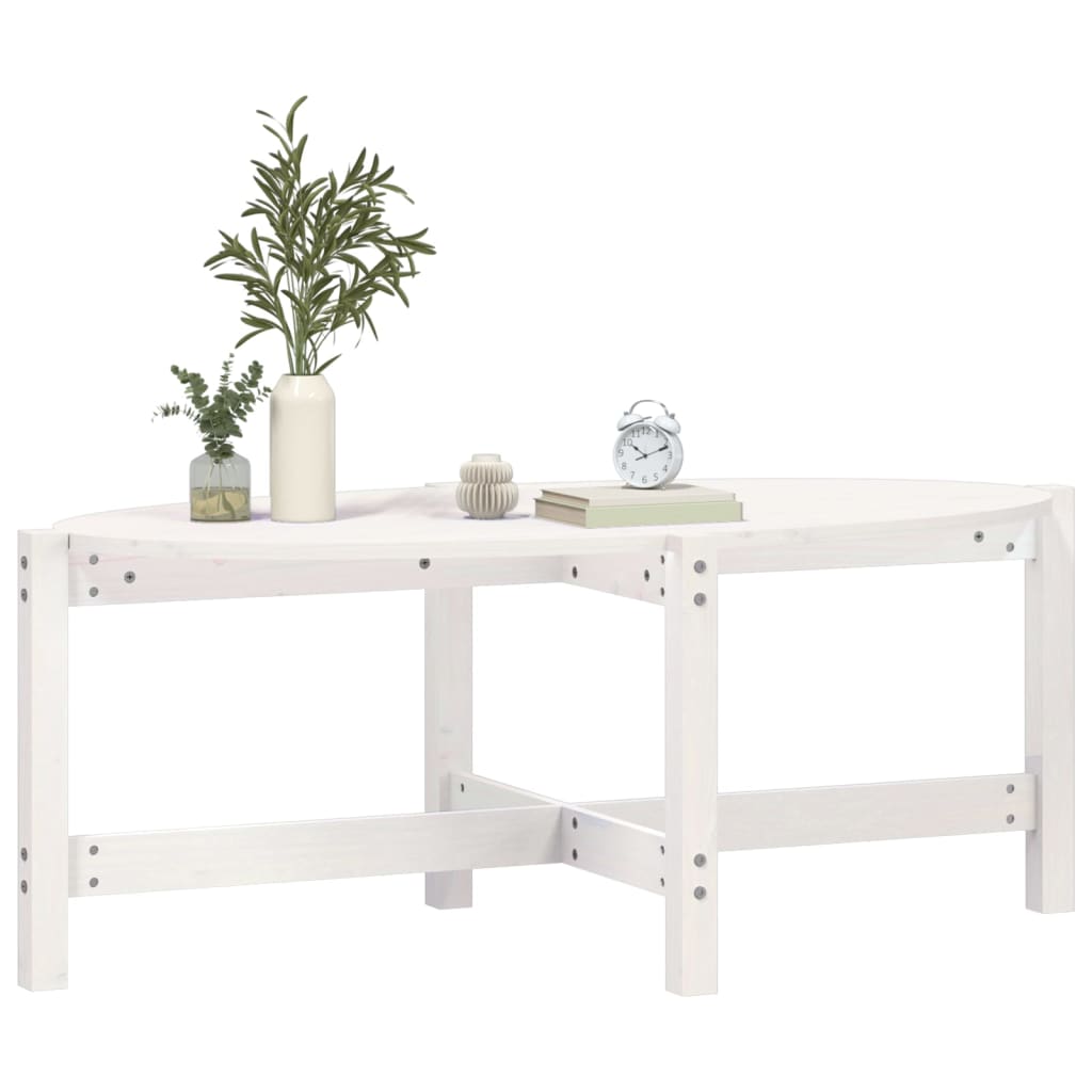  Coffee Table, White, 118x63x45 Cm, Solid Pine Wood