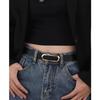 Women's Genuine Leather Black Belt - Casual, Simple, Versatile Accessory for Waist and Jeans, Thin Design for Suit Pants