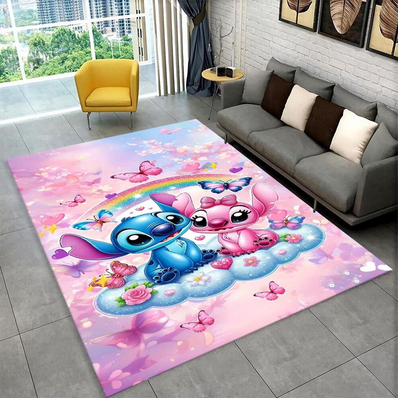 Cute S-Stitch Cartoon Non-Slip Area Rug for Living Room,Bedroom,Playroom,Soft Carpet Floor Mat Home Decor Rug Kids Room Gift