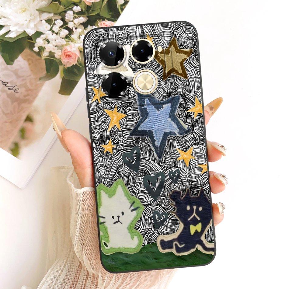 For Infinix Note 40 Pro 4G 5G / Note 40 Pro+ / Note40 X6853 Cute Cat Flower Cartoon Phone Case Soft Silicone Cover Bumpers
