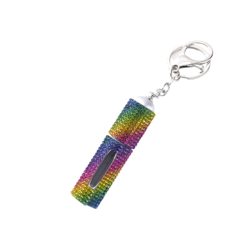 Exquisite Bottom Refillable Keychain Bottle 5ml Crystal Key Ring Atomizer Rhinestone Portable Spray Bottle For Travel