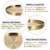 NOELAMOUR Coaster, Brass Metal, Gold, 3D Round, Stylish, Vintage Design, Diameter 6.6cm X Height 0.8cm (1)