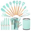 19pcs Premium Silicone Kitchen Utensil & Knife Set - Heat-Resistant, Non-Stick Safe Cooking Tools With Wooden Handles & Chef Knives